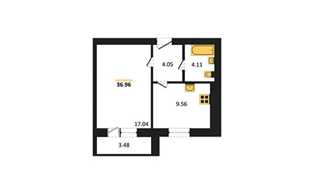 Квартира 37 м², 1-комнатная - изображение 1