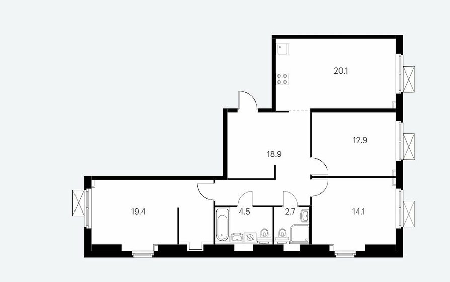 92,6 м², 3-комнатная квартира 26 000 000 ₽ - изображение 1