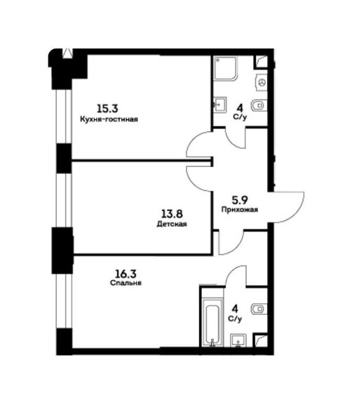 59,3 м², 3-комнатная квартира 21 900 000 ₽ - изображение 51