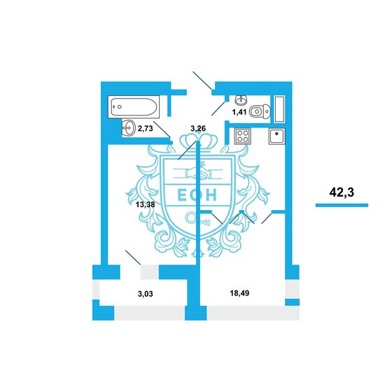 42,3 м², 1-комнатная квартира 13 500 000 ₽ - изображение 1