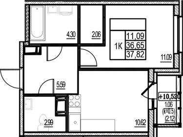 Квартира 37,8 м², 1-комнатная - изображение 1