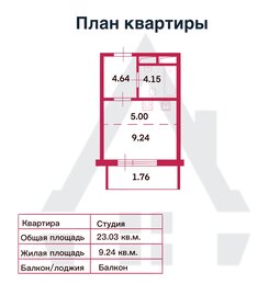 Квартира 23,2 м², студия - изображение 1