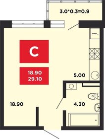 Квартира 30 м², студия - изображение 1