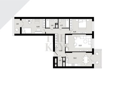 Квартира 106,6 м², 3-комнатная - изображение 1