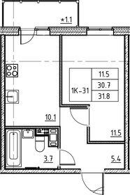 Квартира 31,8 м², 1-комнатная - изображение 1