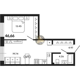 Квартира 46,7 м², 1-комнатные - изображение 1