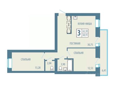 Квартира 68,9 м², 3-комнатная - изображение 4