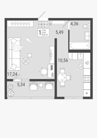 43,3 м², 1-комнатная квартира 4 599 999 ₽ - изображение 53