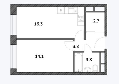 Квартира 40,6 м², 2-комнатная - изображение 1