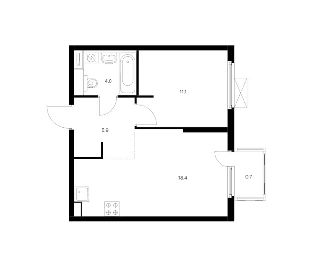 41,6 м², 1-комнатная квартира 6 200 000 ₽ - изображение 1