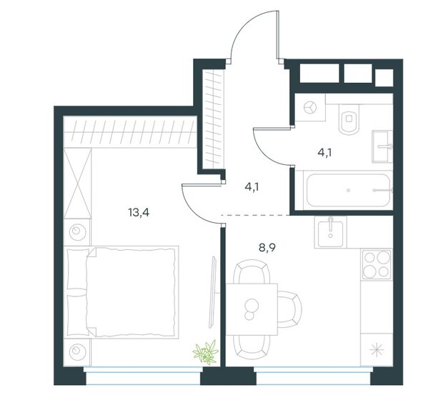 30,5 м², 1-комнатная квартира 10 990 000 ₽ - изображение 1