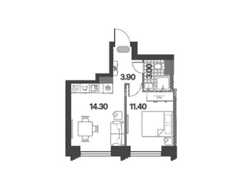 Квартира 32,6 м², 2-комнатная - изображение 1