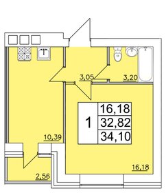 Квартира 34,1 м², 1-комнатная - изображение 1