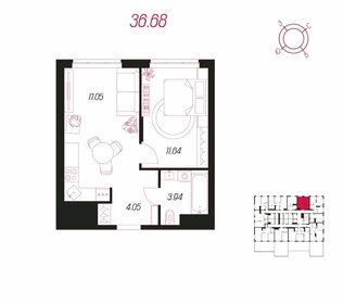 Квартира 36,7 м², 1-комнатная - изображение 1