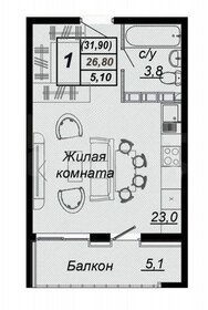 Квартира 31,9 м², студия - изображение 2