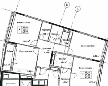 Квартира 66,7 м², 2-комнатная - изображение 1