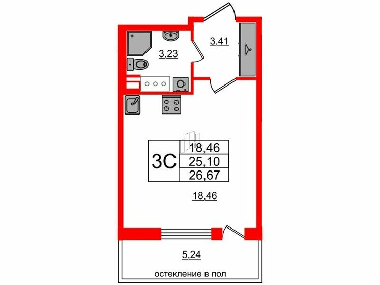 25,1 м², квартира-студия 6 800 104 ₽ - изображение 21