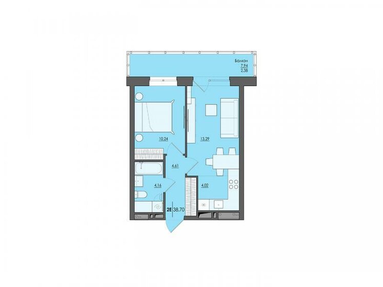 38,7 м², 2-комнатная квартира 4 890 000 ₽ - изображение 1