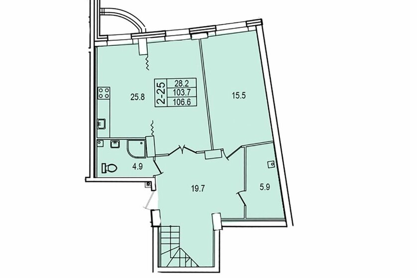 106,5 м², 2-комнатная квартира 21 006 000 ₽ - изображение 1