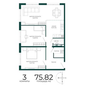 Квартира 75,8 м², 3-комнатная - изображение 1