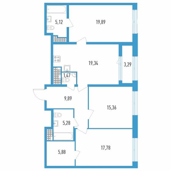 101,7 м², 3-комнатная квартира 28 363 140 ₽ - изображение 1