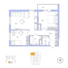 75 м², 3-комнатная квартира 14 950 000 ₽ - изображение 77