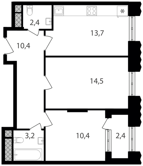 57 м², 2-комнатные апартаменты 13 469 100 ₽ - изображение 1