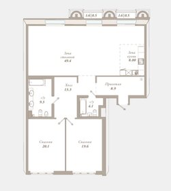 Квартира 133,7 м², 2-комнатная - изображение 1