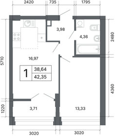 Квартира 42,2 м², 1-комнатная - изображение 2