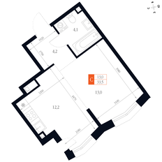 Квартира 33,5 м², студия - изображение 2