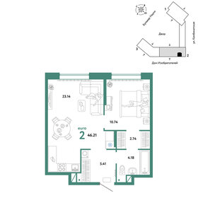 56,4 м², 2-комнатная квартира 6 560 000 ₽ - изображение 57