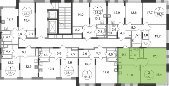 55 м², 2-комнатная квартира 14 200 000 ₽ - изображение 74
