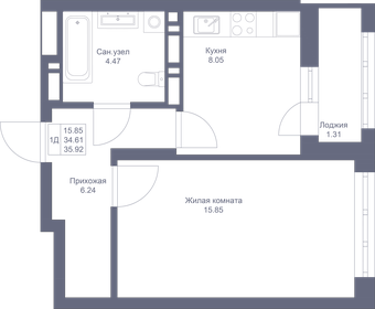 36 м², 1-комнатная квартира 8 500 000 ₽ - изображение 115