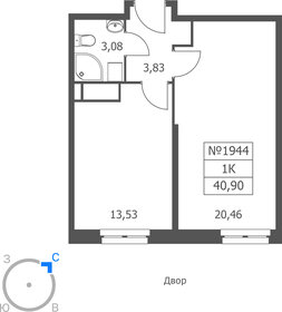 Квартира 40,9 м², 1-комнатные - изображение 1
