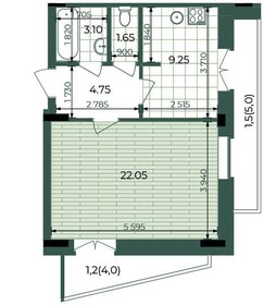 Квартира 43,5 м², 1-комнатная - изображение 1