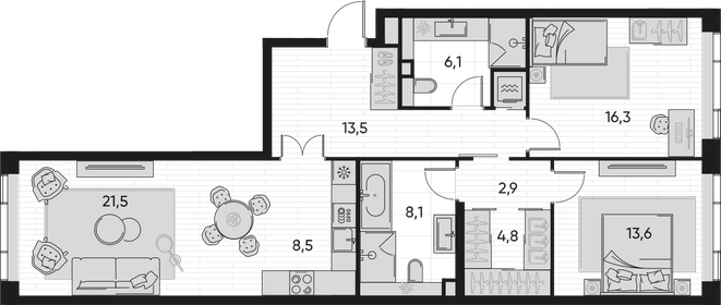 115 м², 3-комнатная квартира 48 400 000 ₽ - изображение 140