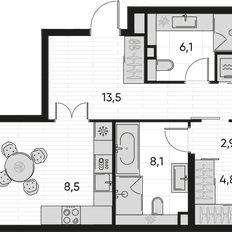 Квартира 95,3 м², 3-комнатная - изображение 2