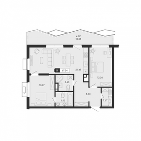 Квартира 67,2 м², 3-комнатная - изображение 1