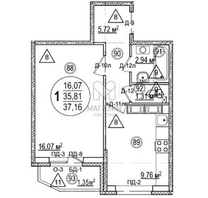 Квартира 37,2 м², 1-комнатная - изображение 1