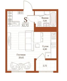 Квартира 32,7 м², 1-комнатная - изображение 1