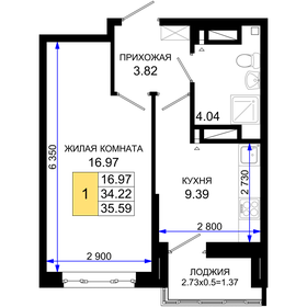 35,6 м², 1-комнатная квартира 4 448 750 ₽ - изображение 28