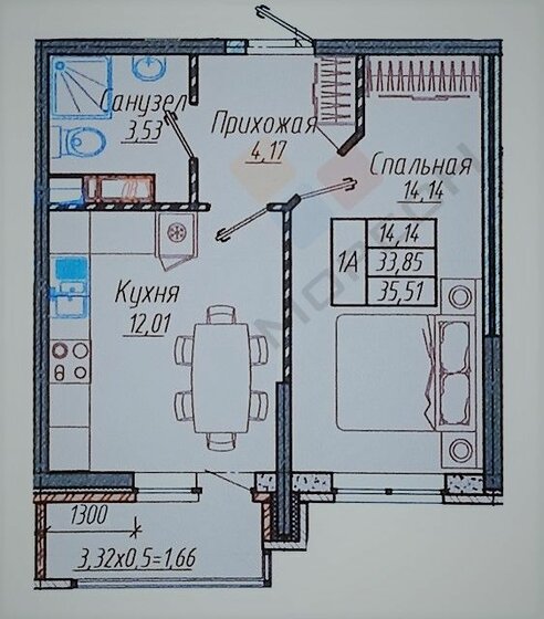 36 м², 1-комнатная квартира 3 490 000 ₽ - изображение 1