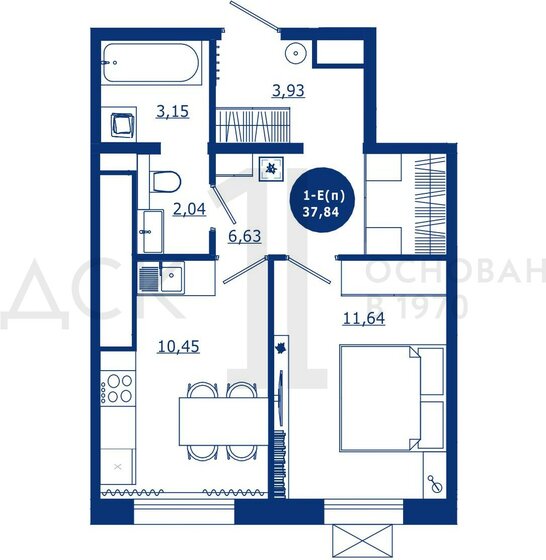 37,8 м², 1-комнатная квартира 6 300 000 ₽ - изображение 1