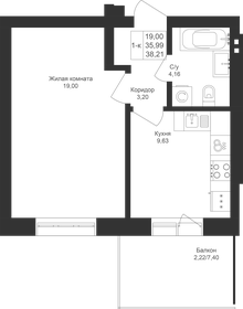 38,2 м², 1-комнатная квартира 7 221 690 ₽ - изображение 34