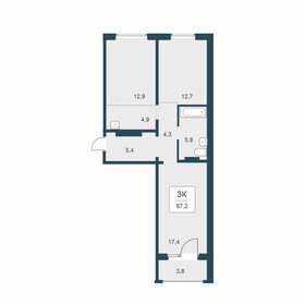 Квартира 67,2 м², 3-комнатная - изображение 1