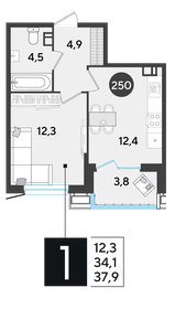 37,2 м², 1-комнатная квартира 6 807 600 ₽ - изображение 14