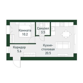 Квартира 40,2 м², 1-комнатная - изображение 1