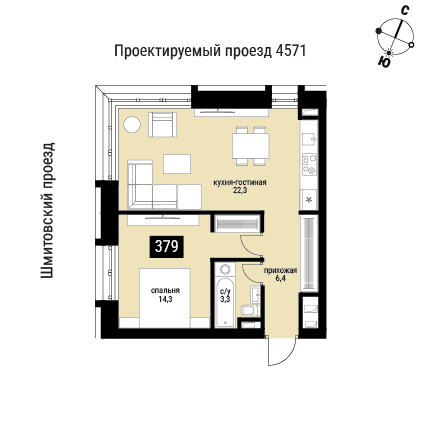 47,2 м², 1-комнатная квартира 21 504 600 ₽ - изображение 50