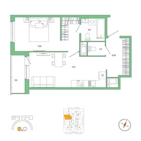 49,5 м², 1-комнатная квартира 12 876 860 ₽ - изображение 23