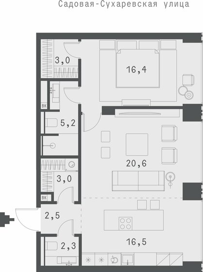 94,4 м², 1-комнатная квартира 146 680 368 ₽ - изображение 1